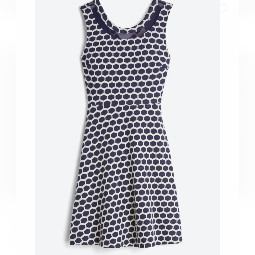 Navy and White Patterned Dress
